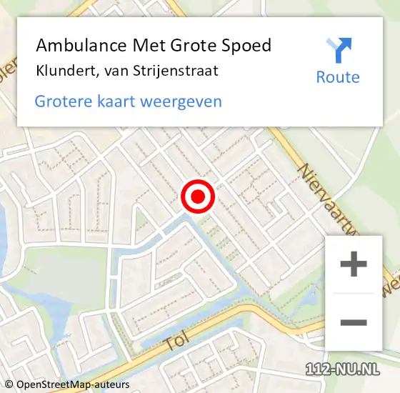 Locatie op kaart van de 112 melding: Ambulance Met Grote Spoed Naar Klundert, van Strijenstraat op 17 mei 2019 08:41