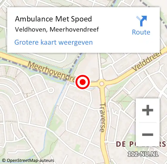 Locatie op kaart van de 112 melding: Ambulance Met Spoed Naar Veldhoven, Meerhovendreef op 17 mei 2019 08:44