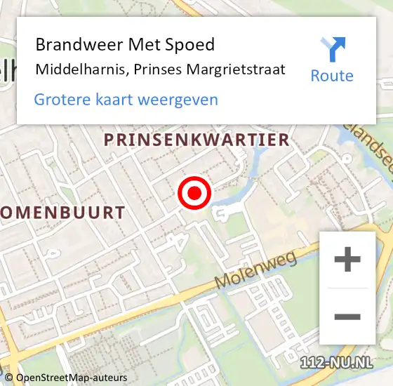 Locatie op kaart van de 112 melding: Brandweer Met Spoed Naar Middelharnis, Prinses Margrietstraat op 17 mei 2019 09:21