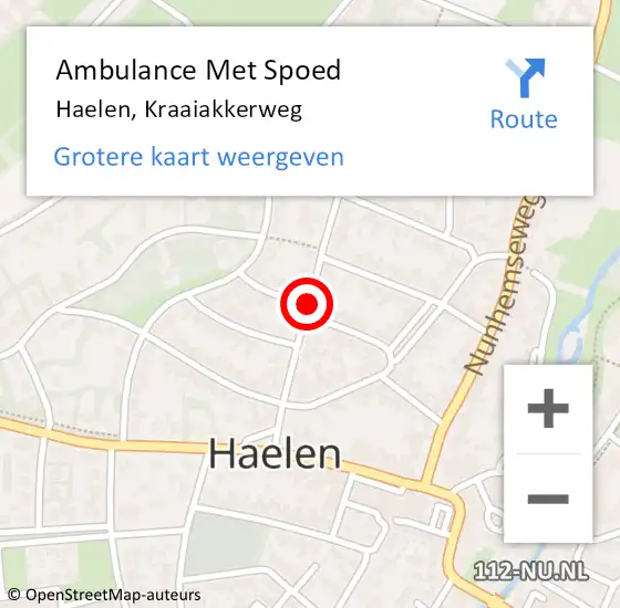Locatie op kaart van de 112 melding: Ambulance Met Spoed Naar Haelen, Kraaiakkerweg op 17 mei 2019 11:30