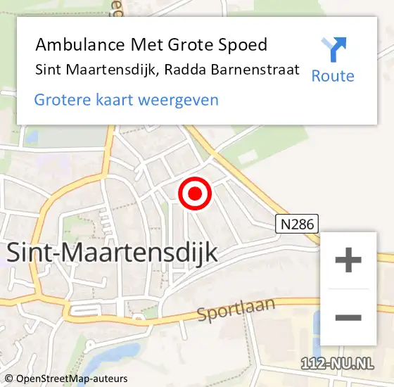 Locatie op kaart van de 112 melding: Ambulance Met Grote Spoed Naar Sint Maartensdijk, Radda Barnenstraat op 1 april 2014 14:42