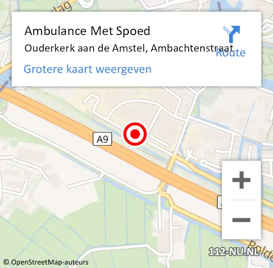 Locatie op kaart van de 112 melding: Ambulance Met Spoed Naar Ouderkerk aan de Amstel, Ambachtenstraat op 17 mei 2019 11:51