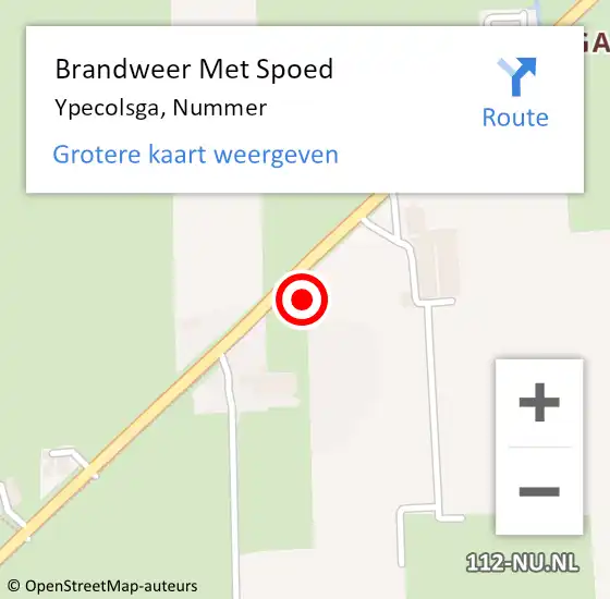 Locatie op kaart van de 112 melding: Brandweer Met Spoed Naar Ypecolsga, Nummer op 17 mei 2019 12:42
