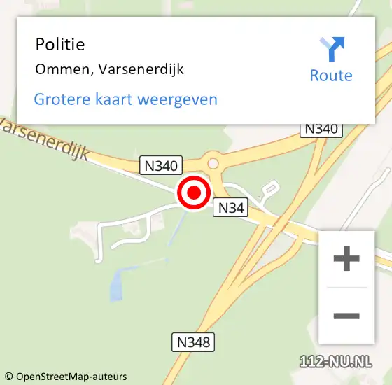 Locatie op kaart van de 112 melding: Politie Ommen, Varsenerdijk op 17 mei 2019 12:53