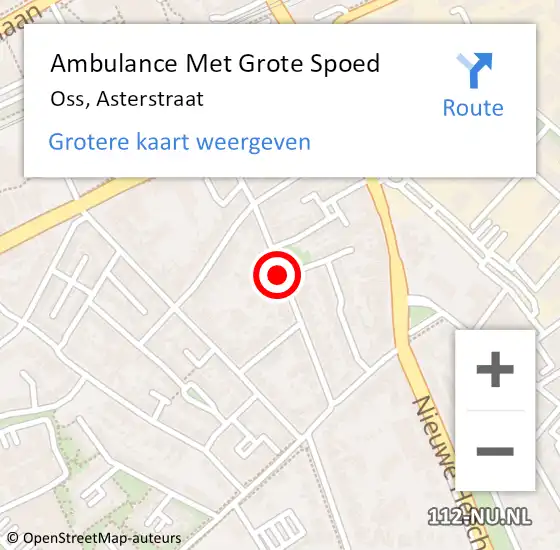 Locatie op kaart van de 112 melding: Ambulance Met Grote Spoed Naar Oss, Asterstraat op 17 mei 2019 13:07