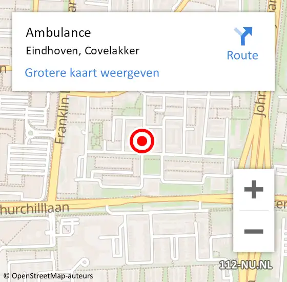 Locatie op kaart van de 112 melding: Ambulance Eindhoven, Covelakker op 17 mei 2019 15:35