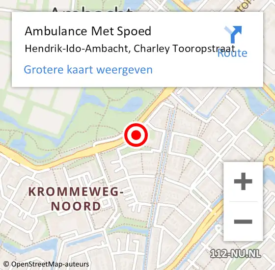 Locatie op kaart van de 112 melding: Ambulance Met Spoed Naar Hendrik-Ido-Ambacht, Charley Tooropstraat op 17 mei 2019 16:34