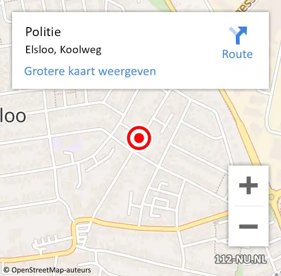 Locatie op kaart van de 112 melding: Politie Elsloo, Koolweg op 17 mei 2019 17:01