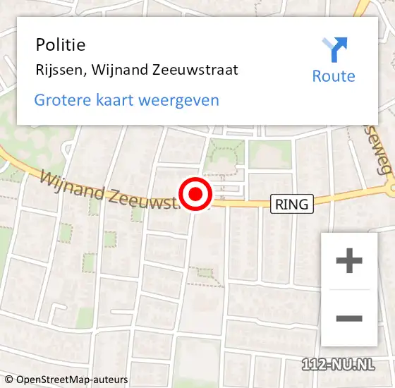 Locatie op kaart van de 112 melding: Politie Rijssen, Wijnand Zeeuwstraat op 17 mei 2019 17:31