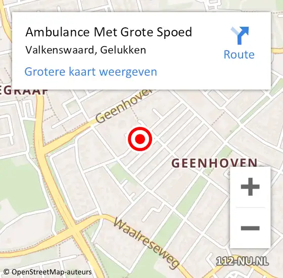 Locatie op kaart van de 112 melding: Ambulance Met Grote Spoed Naar Valkenswaard, Gelukken op 17 mei 2019 19:12