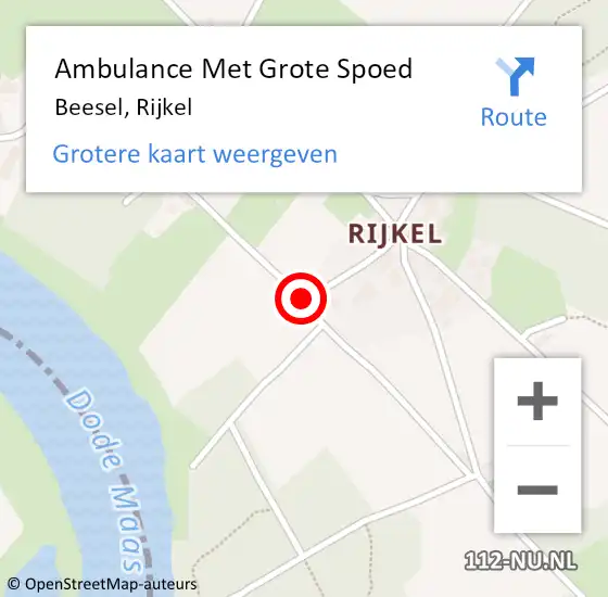 Locatie op kaart van de 112 melding: Ambulance Met Grote Spoed Naar Beesel, Rijkel op 17 mei 2019 19:21