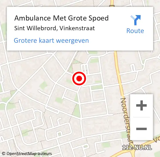 Locatie op kaart van de 112 melding: Ambulance Met Grote Spoed Naar Sint Willebrord, Vinkenstraat op 17 mei 2019 19:33