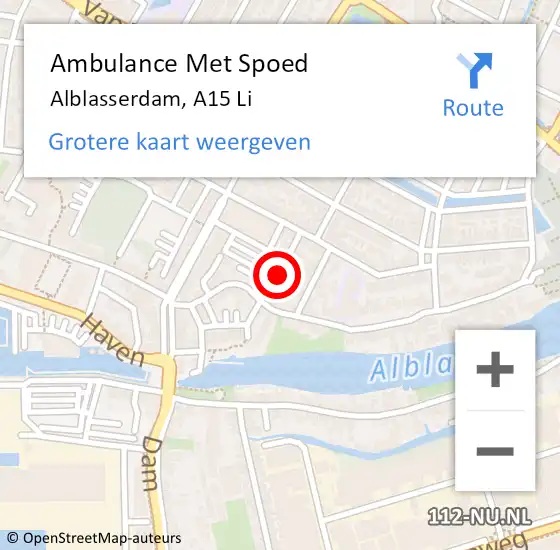 Locatie op kaart van de 112 melding: Ambulance Met Spoed Naar Hendrik-Ido-Ambacht, A16 Li op 17 mei 2019 21:34
