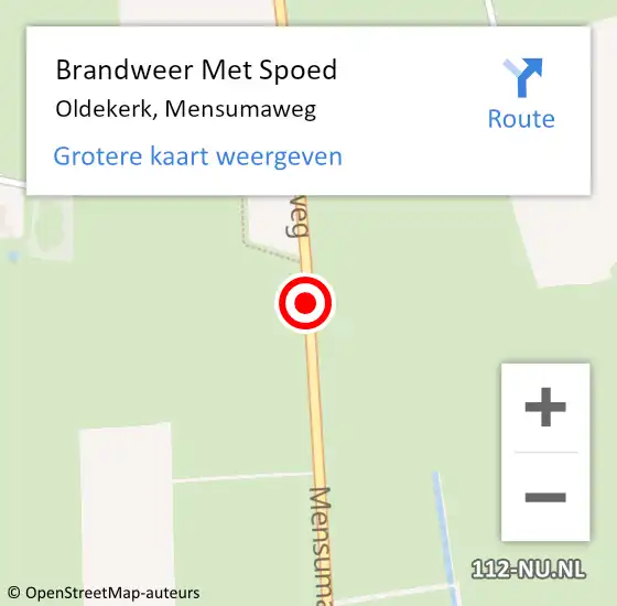 Locatie op kaart van de 112 melding: Brandweer Met Spoed Naar Oldekerk, Mensumaweg op 17 mei 2019 21:41