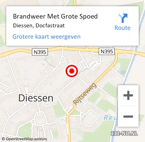 Locatie op kaart van de 112 melding: Brandweer Met Grote Spoed Naar Diessen, Docfastraat op 17 mei 2019 22:23