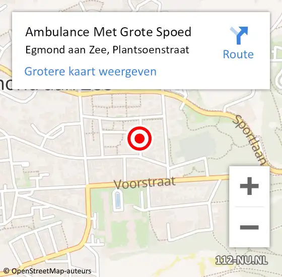 Locatie op kaart van de 112 melding: Ambulance Met Grote Spoed Naar Egmond aan Zee, Plantsoenstraat op 17 mei 2019 23:12