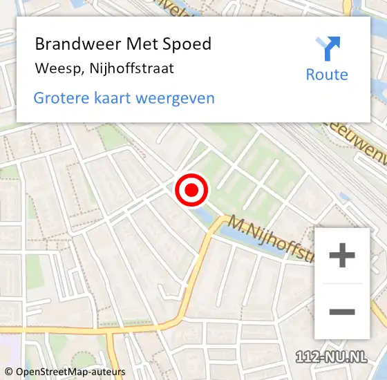 Locatie op kaart van de 112 melding: Brandweer Met Spoed Naar Weesp, Nijhoffstraat op 17 mei 2019 23:40