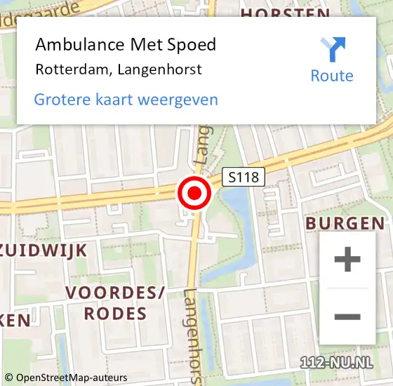 Locatie op kaart van de 112 melding: Ambulance Met Spoed Naar Rotterdam, Langenhorst op 17 mei 2019 23:57