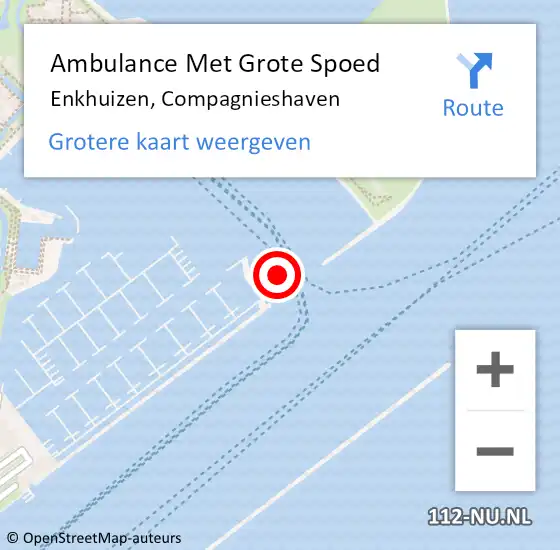 Locatie op kaart van de 112 melding: Ambulance Met Grote Spoed Naar Enkhuizen, Compagnieshaven op 18 mei 2019 00:18