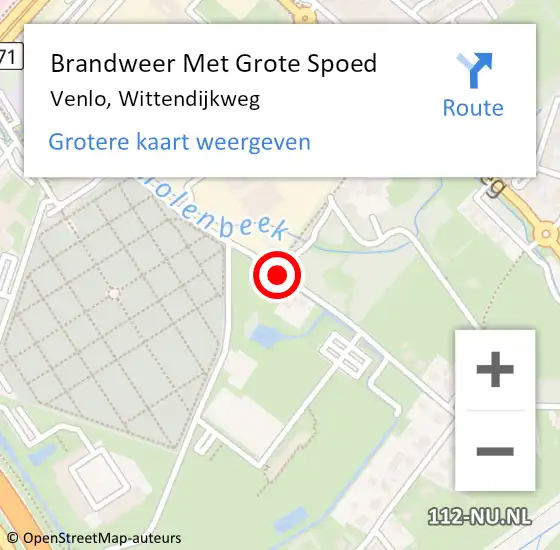 Locatie op kaart van de 112 melding: Brandweer Met Grote Spoed Naar Venlo, Wittendijkweg op 18 mei 2019 02:07