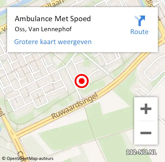 Locatie op kaart van de 112 melding: Ambulance Met Spoed Naar Oss, Van Lennephof op 18 mei 2019 05:59