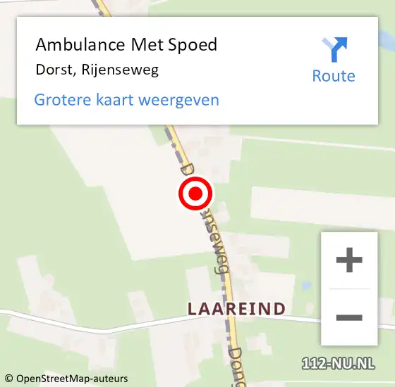 Locatie op kaart van de 112 melding: Ambulance Met Spoed Naar Dorst, Rijenseweg op 1 april 2014 15:48