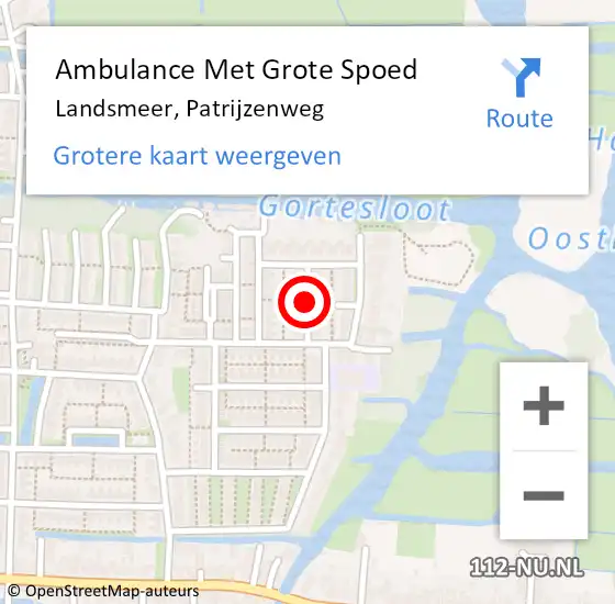 Locatie op kaart van de 112 melding: Ambulance Met Grote Spoed Naar Landsmeer, Patrijzenweg op 18 mei 2019 08:20