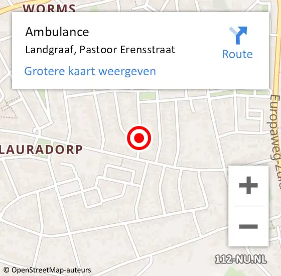 Locatie op kaart van de 112 melding: Ambulance Landgraaf, Pastoor Erensstraat op 1 april 2014 15:50