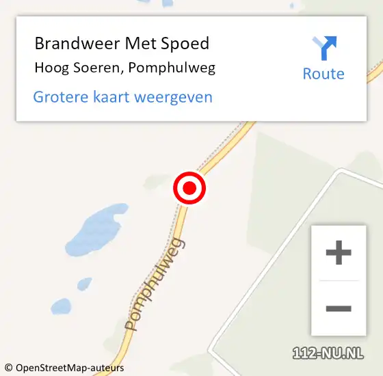 Locatie op kaart van de 112 melding: Brandweer Met Spoed Naar Hoog Soeren, Pomphulweg op 18 mei 2019 09:09