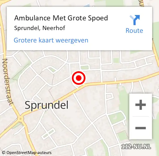 Locatie op kaart van de 112 melding: Ambulance Met Grote Spoed Naar Sprundel, Neerhof op 18 mei 2019 09:16