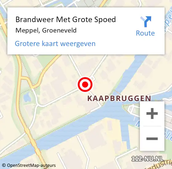 Locatie op kaart van de 112 melding: Brandweer Met Grote Spoed Naar Meppel, Groeneveld op 18 mei 2019 09:25