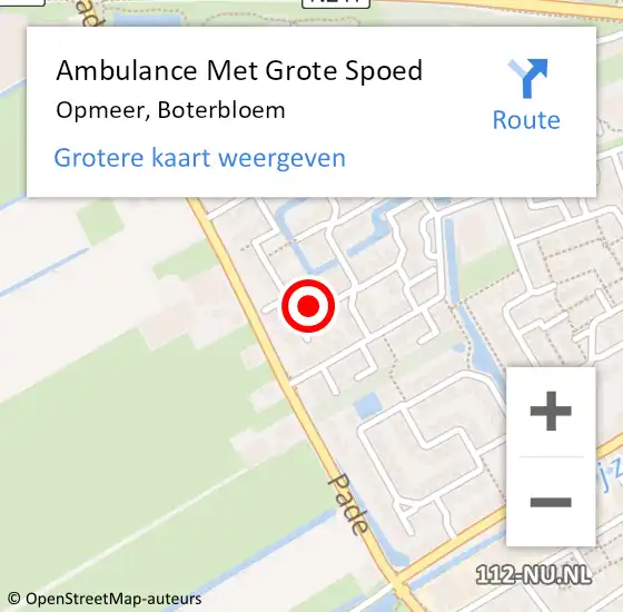 Locatie op kaart van de 112 melding: Ambulance Met Grote Spoed Naar Opmeer, Boterbloem op 18 mei 2019 09:46