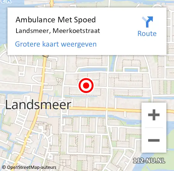 Locatie op kaart van de 112 melding: Ambulance Met Spoed Naar Landsmeer, Meerkoetstraat op 18 mei 2019 09:52