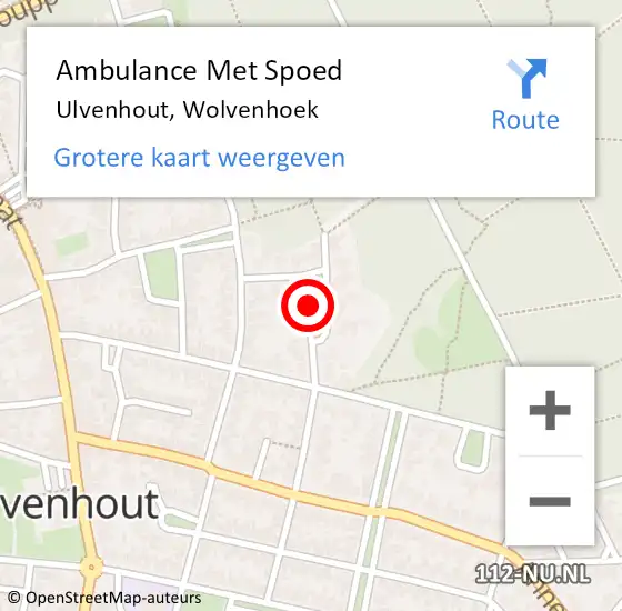 Locatie op kaart van de 112 melding: Ambulance Met Spoed Naar Ulvenhout, Wolvenhoek op 18 mei 2019 11:01