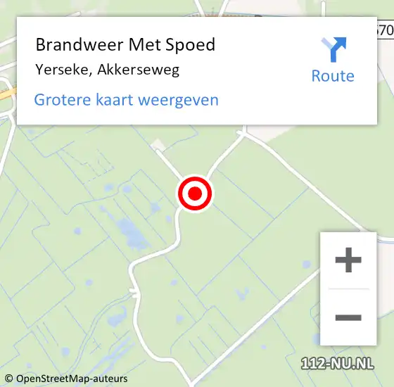 Locatie op kaart van de 112 melding: Brandweer Met Spoed Naar Yerseke, Akkerseweg op 18 mei 2019 11:12