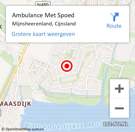 Locatie op kaart van de 112 melding: Ambulance Met Spoed Naar Mijnsheerenland, Cijnsland op 18 mei 2019 11:25