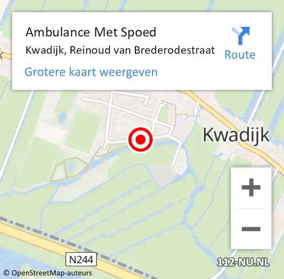 Locatie op kaart van de 112 melding: Ambulance Met Spoed Naar Kwadijk, Reinoud van Brederodestraat op 18 mei 2019 11:53