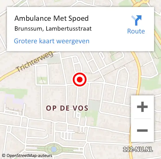 Locatie op kaart van de 112 melding: Ambulance Met Spoed Naar Brunssum, Lambertusstraat op 1 april 2014 16:07