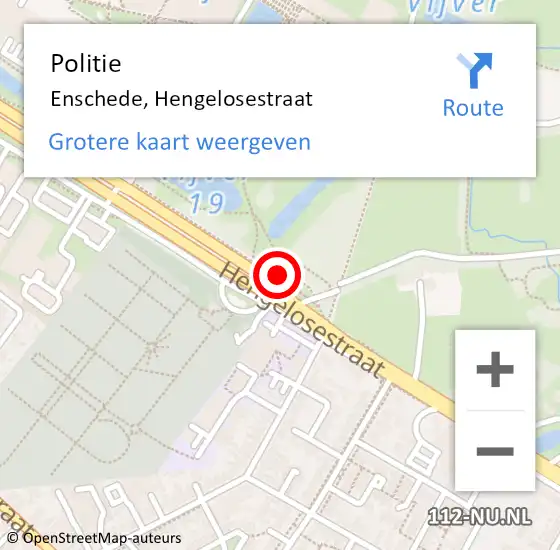 Locatie op kaart van de 112 melding: Politie Enschede, Hengelosestraat op 18 mei 2019 12:25