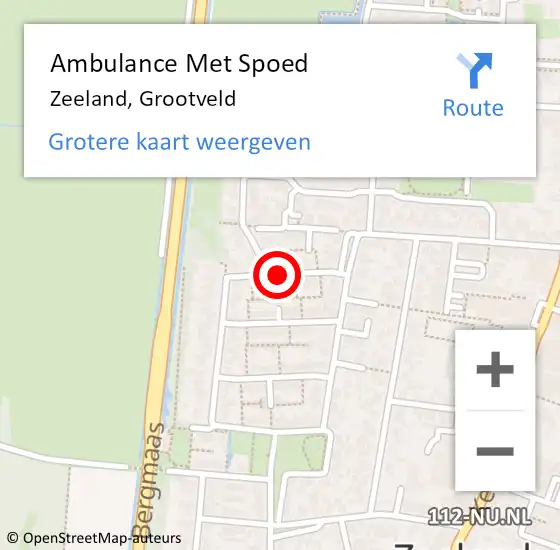 Locatie op kaart van de 112 melding: Ambulance Met Spoed Naar Zeeland, Grootveld op 18 mei 2019 12:58