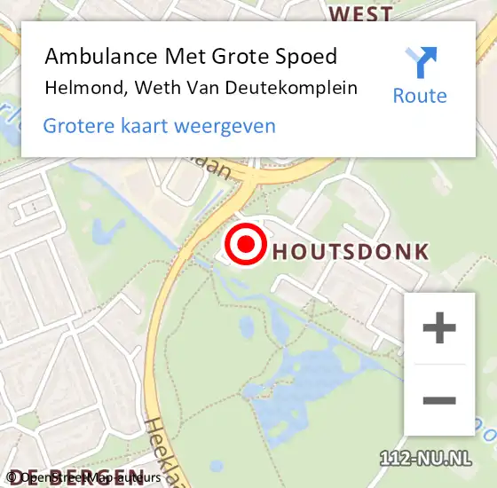 Locatie op kaart van de 112 melding: Ambulance Met Grote Spoed Naar Helmond, Weth Van Deutekomplein op 18 mei 2019 13:25