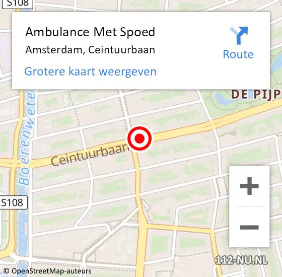 Locatie op kaart van de 112 melding: Ambulance Met Spoed Naar Amsterdam, Ceintuurbaan op 18 mei 2019 14:01