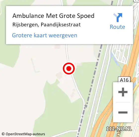Locatie op kaart van de 112 melding: Ambulance Met Grote Spoed Naar Rijsbergen, Paandijksestraat op 18 mei 2019 14:07
