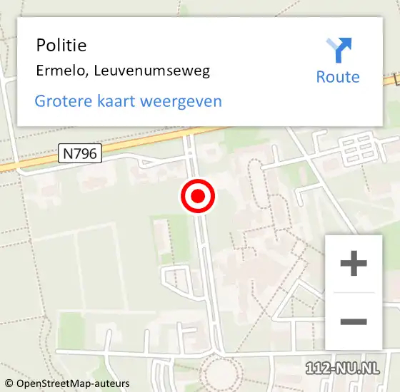 Locatie op kaart van de 112 melding: Politie Ermelo, Leuvenumseweg op 18 mei 2019 14:50