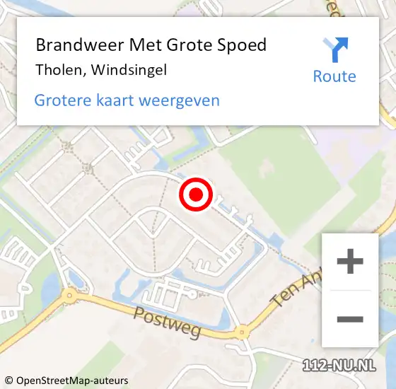 Locatie op kaart van de 112 melding: Brandweer Met Grote Spoed Naar Tholen, Windsingel op 18 mei 2019 14:56