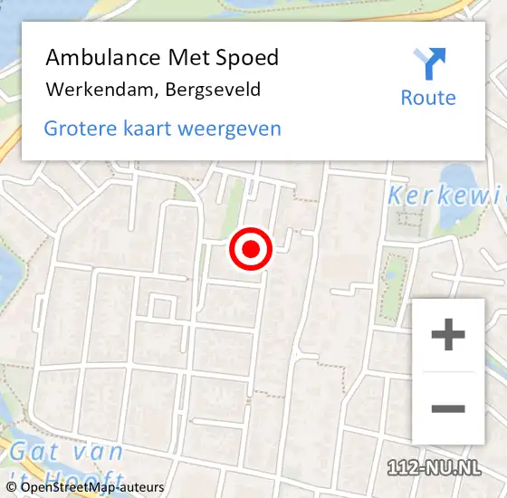 Locatie op kaart van de 112 melding: Ambulance Met Spoed Naar Werkendam, Bergseveld op 18 mei 2019 14:59