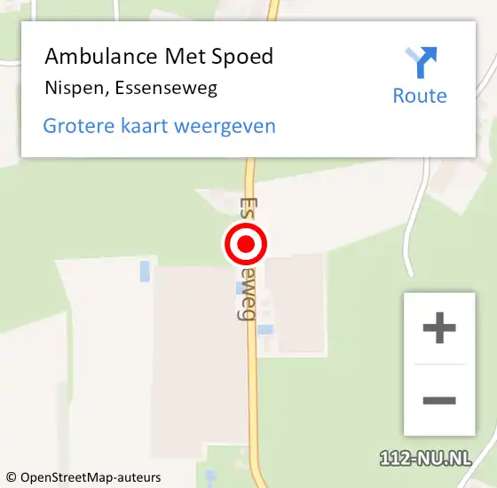 Locatie op kaart van de 112 melding: Ambulance Met Spoed Naar Nispen, Essenseweg op 18 mei 2019 15:07
