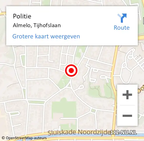 Locatie op kaart van de 112 melding: Politie Almelo, Tijhofslaan op 18 mei 2019 15:09