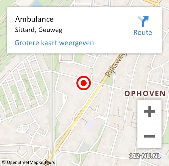 Locatie op kaart van de 112 melding: Ambulance Sittard, Geuweg op 27 september 2013 11:05