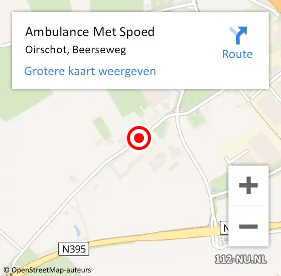 Locatie op kaart van de 112 melding: Ambulance Met Spoed Naar Oirschot, Beerseweg op 18 mei 2019 15:52